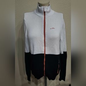 L - RL Lauren Active Ralph Lauren Full Zip Sweater White Orange Blue - Women’s L
